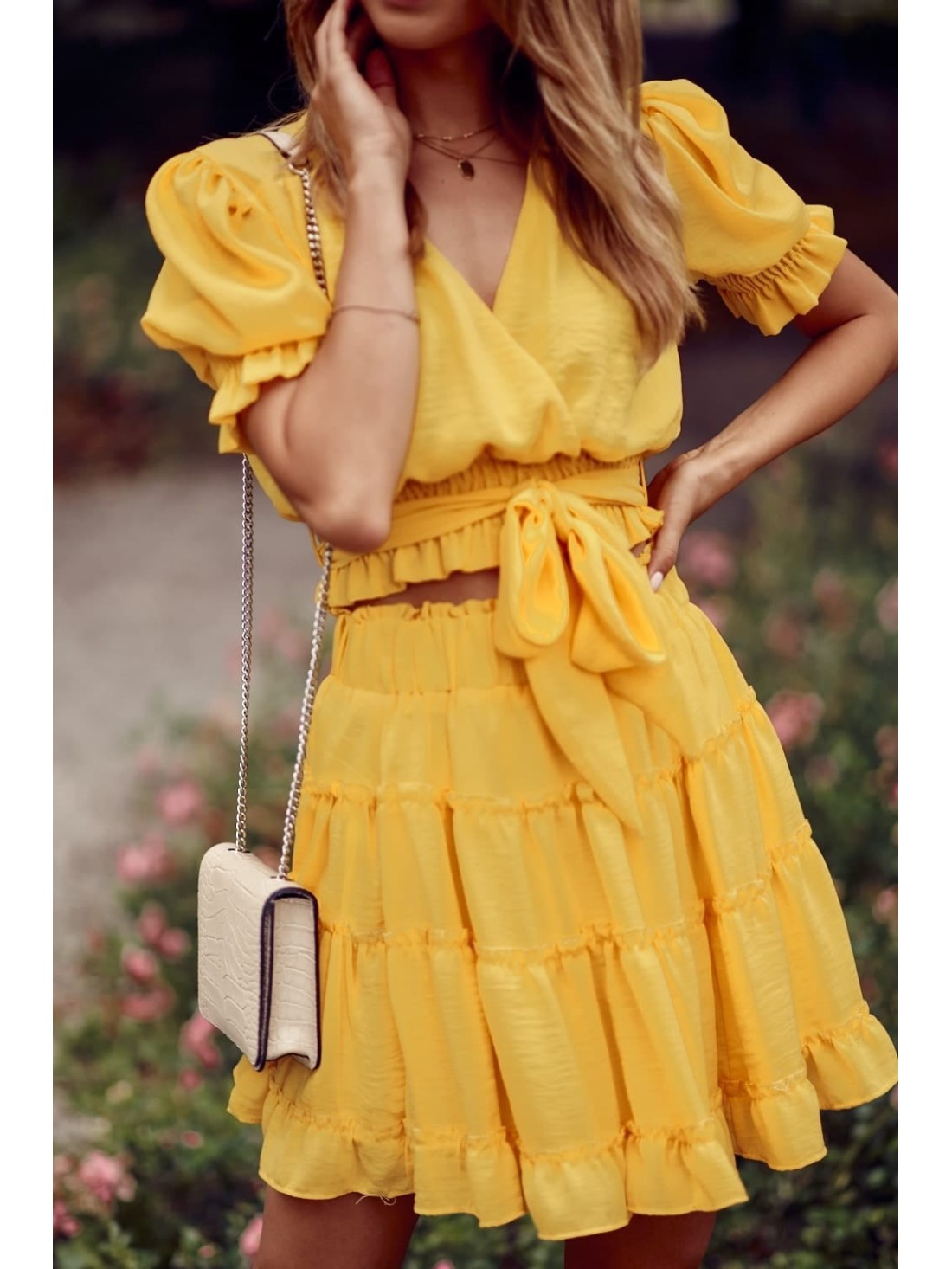 Lovely mini skirt with ruffles, yellow 4008 - Online store - Boutique